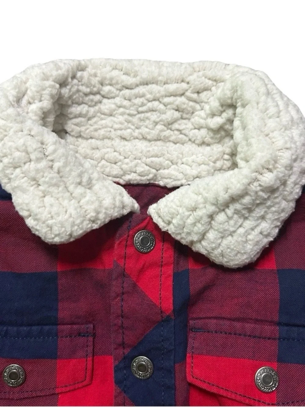 Toddler Baby Gap Red Blue Plaid Sherpa Lined Flannel Size 3T